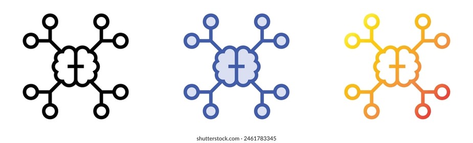 icono de distribución. Diseño de estilo de relleno lineal, azul y degradado aislado sobre fondo blanco