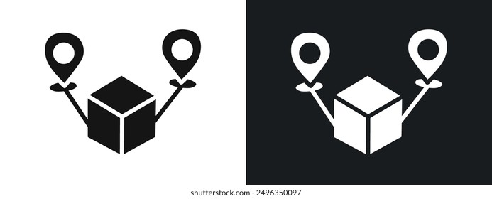 distribution icon linear graphics set vector in black