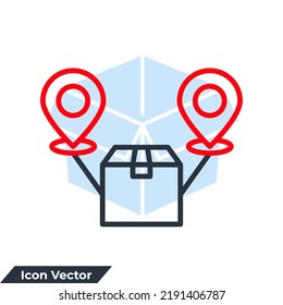 ilustración vectorial del logotipo del icono de distribución. Plantilla de símbolo de servicio de logística de entrega de paquetes para colección de diseño gráfico y web