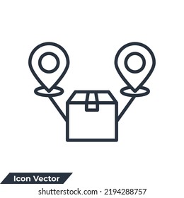 distribution icon logo vector illustration. Parcel delivery logistics service symbol template for graphic and web design collection