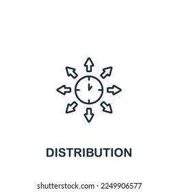 Verteilungssymbol. Einfarbiges einfaches Zeitmanagement-Symbol für Vorlagen, Webdesign und Infografiken