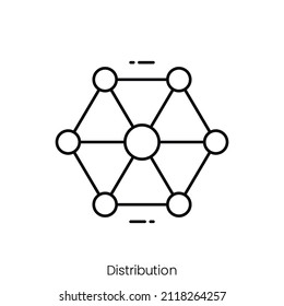 icono de distribución. Diseño de icono de estilo de esquema aislado en fondo blanco
