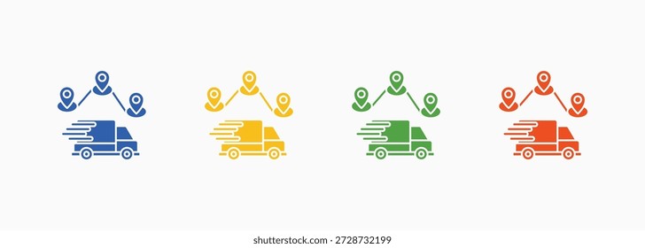 Conjunto de ícones de distribuição Conjunto de cores Coleção de vários estilos