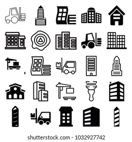 Distribution icons. set of 25 editable filled and outline distribution icons such as building, modern curved building, building   isolated  sign symbol, business center