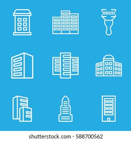distribution icons set. Set of 9 distribution outline icons such as building, building   isolated  sign symbol, business center