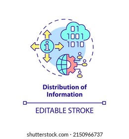Distribution of information concept icon. Purpose of information sector abstract idea thin line illustration. Technology. Isolated outline drawing. Editable stroke. Arial, Myriad Pro-Bold fonts used