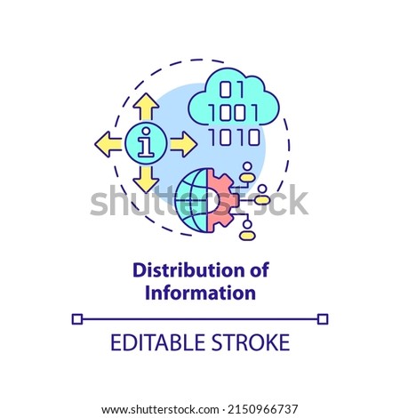 Distribution of information concept icon. Purpose of information sector abstract idea thin line illustration. Technology. Isolated outline drawing. Editable stroke. Arial, Myriad Pro-Bold fonts used