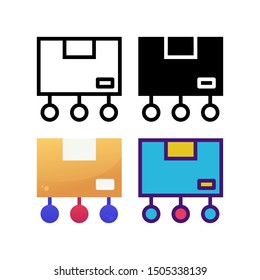 Distribution logo icon design in four style. Line, Glyph, Flat Gradient and Color Line style