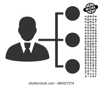 Distribution Manager icon with black bonus people icon set. Distribution Manager vector illustration style is a flat gray iconic element for web design, app user interfaces.