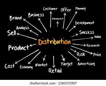 Distribution mind map flowchart, business concept for presentations and reports
