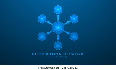 Distribution network for global export and import. World logistic delivery concept. Vector illustration with light effect and neon