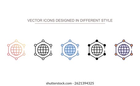 Symboldesign des Verteilernetzwerks mit weißem Hintergrund, Stockgrafik