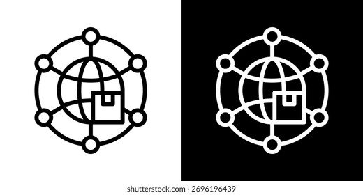 Ícone De Rede De Distribuição De Estilo Preto-E-Branco De Linha
