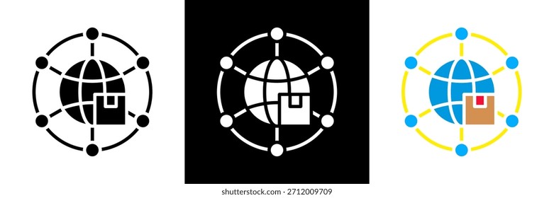 Verteilungsnetzwerk-Symbol Set Glyphe, Vektorgrafik