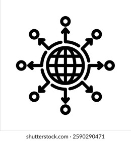 Distribution Network Line Vector Illustration On White Background.