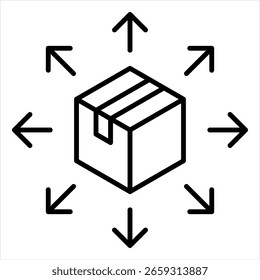 Vector de ilustración de icono de contorno de distribución
