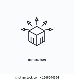 Distribution outline icon. Simple linear element illustration. Isolated line Distribution icon on white background. Thin stroke sign can be used for web, mobile and UI.