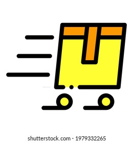 Distribution of Package Box. Courier, Service Delivery. Order, Shipment in Color Filled Outline Icon