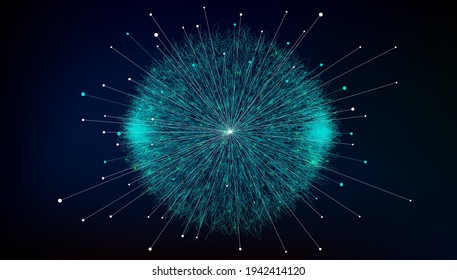The distribution of point and line radioactivity around the digital earth. Abstract vector background.