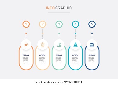 distribution, procurement, profit, inventory, warehouse, . icons Infographic design template. Creative concept with 5 steps