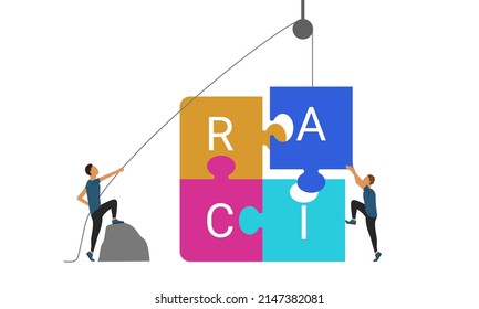 Distribution of roles using the RACI matrix. Abstract representation of the distribution of human resources. Vector.