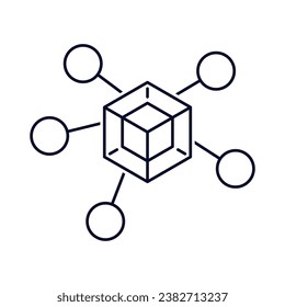 Distribution of services and goods. Trade Links. Vector linear icon isolated on white background.