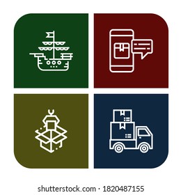 distribution simple icons set. Contains such icons as Ship, Package, Packaging, Delivery, can be used for web, mobile and logo