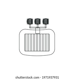 Distribution transformer line icon. Simple style rectifier transformer poster background symbol. Logo design element. T-shirt printing. Vector for sticker.