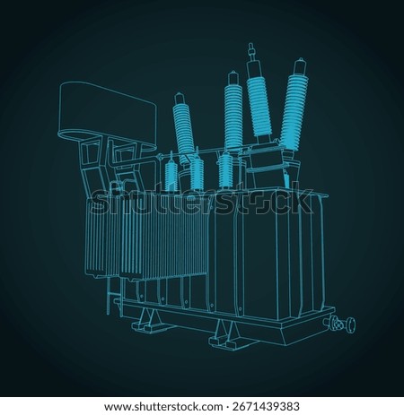 Distribution transformer stylized vector sketch