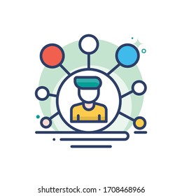 distribution vector illustration.  Startup and new business filled outline icon. 