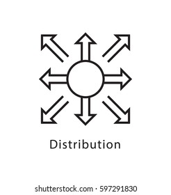 Icono de línea del vector de distribución 