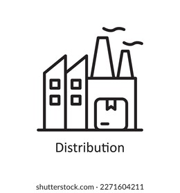Ilustración de diseño de iconos de esquema vectorial de distribución. Símbolo logístico sobre archivo EPS 10 de fondo blanco