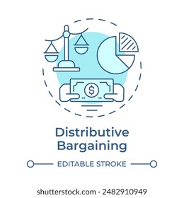 Distributive bargaining soft blue concept icon. Negotiation strategy, resources allocation. Round shape line illustration. Abstract idea. Graphic design. Easy to use in infographic, presentation