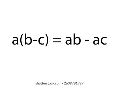 Distributive property and formula of multiplication in mathematics on white background. Vector illustration.