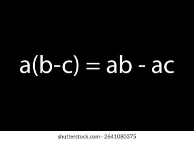 Distributive property and formula of multiplication in mathematics on white background. Vector illustration.