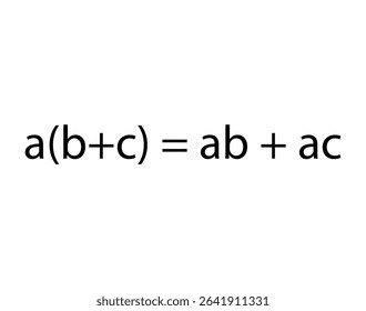 Distributive property and formula of multiplication in mathematics on white background. Vector illustration. 