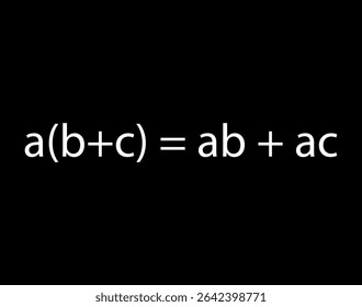 Distributive property and formula of multiplication in mathematics on white background. Vector illustration. 