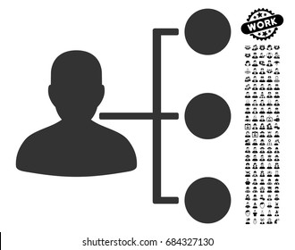 Distributor icon with black bonus men icon set. Distributor vector illustration style is a flat gray iconic element for web design, app user interfaces.
