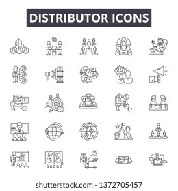 Distributor line icons, signs, vector set, outline illustration concept 