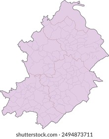 Rhein-Hunsrück-Kreis district administrative outline map of Rhineland-Palatinate state. Federal Republic of Germany. Colored. Vector