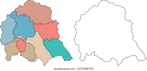 District of Bulandshahr in the North Indian State of Uttar Pradesh, Republic of India. Vector map with filled area, and Stroke outline area.