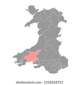 District of Carmarthen map, district of Wales. Vector illustration.