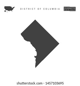 District of Columbia Blank Vector Map Isolated on White Background. High-Detailed Black Silhouette Map of Washington, D.C.