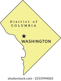 District of Columbia and city of Washington. Colored. Vectored. Bright colors