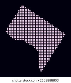 District of Columbia dotted map. Digital style map of the state on dark background. District of Columbia shape with square dots. Colored dots style. Large size squares. Amazing vector illustration.