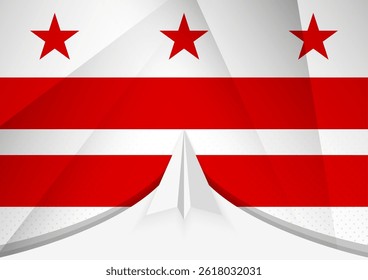 District of Columbia Flag with Abstract Paper Airplane Design, National Flag in a geometric folded paper style. Vector illustration.