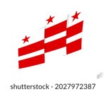 District of Columbia flag in an abstract ripped design. Modern design of the District of Columbia flag. Vector icon.