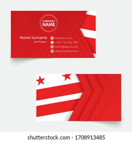 District of Columbia Flag Business Card, standard size (90x50 mm) business card template with bleed under the clipping mask.
