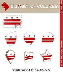 District of Columbia Flag Set, US state, Flag Set #289. Vector.