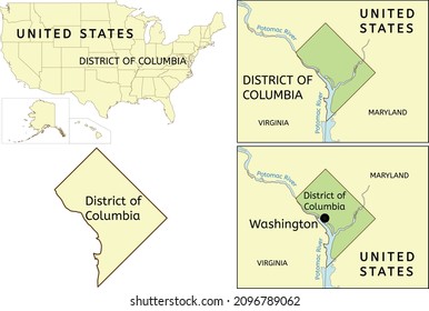 District of Columbia location on map of USA